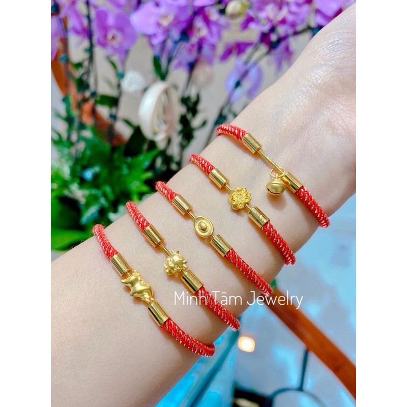 Charm đĩnh #tiền 24k,Vòng tay thỏi #vàng Au 24k mini-Minh Tâm Jewelry