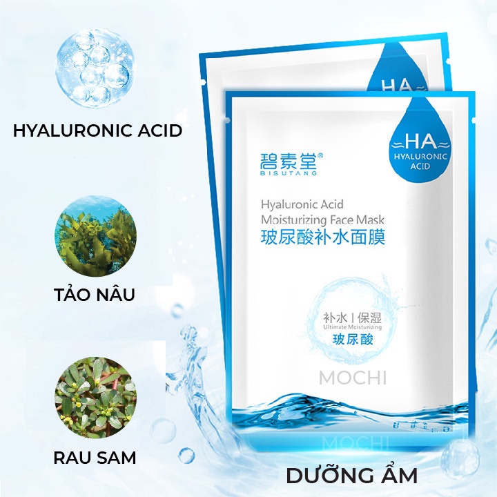 Mặt Nạ Giấy HA Cấp Ẩm l Dưỡng Trắng Da l Ngừa Mụn Từ Tảo Biển l Trà Xanh Mask Đắp Mặt Bisutang Nội Địa Trung MOCHI SHOP