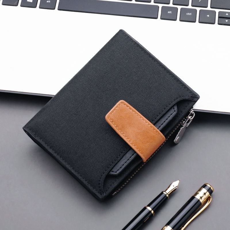 Ví ngắn vải canvas có khóa kéo thời trang cho nam
