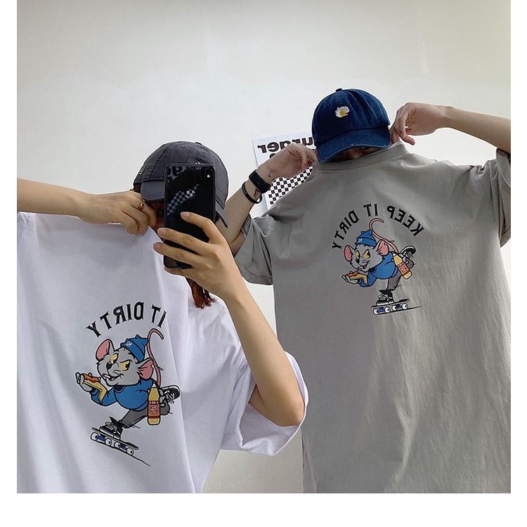 Áo thun tay lỡ unisex chuột Keep it dirty