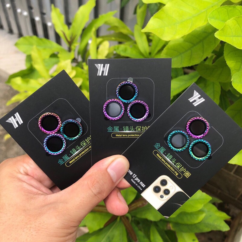 🌟MỚI , 7 MÀU CẦU VỒNG, TITAN GỢN SÓNG 🌟Dán bảo vệ từng mắt Camera cho iPhone 11 / 12 / 13 / MINI / PRO / MAX