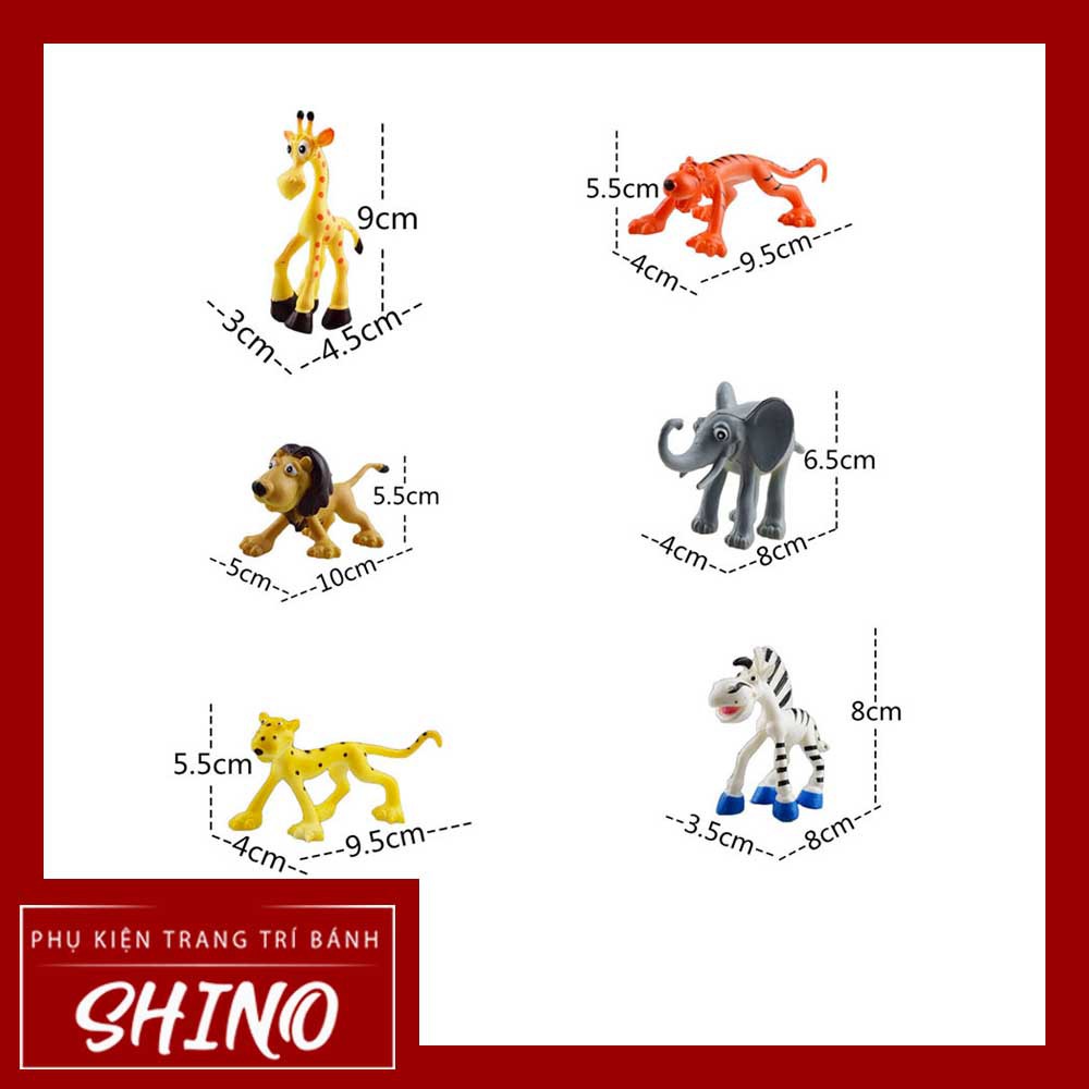 Set đồ chơi động vật hoang dã trang trí bánh