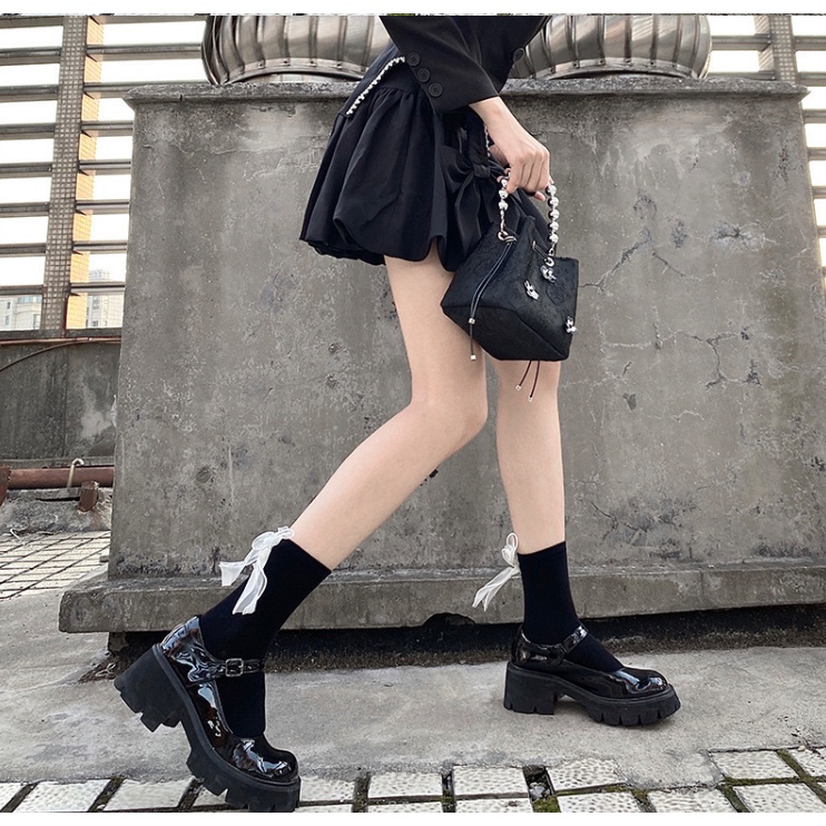 Tất nữ cổ cao đính nơ to ulzzang Tất vớ nữ cổ cao đáng yêu nơ lớn