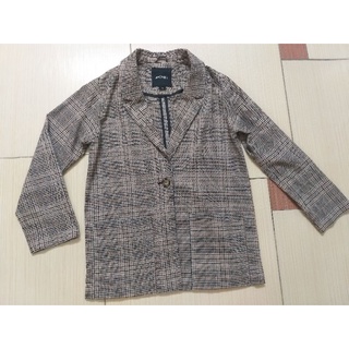 Áo vest dạ dáng blazer họa tiết kẻ caro nanh nói thanh lý