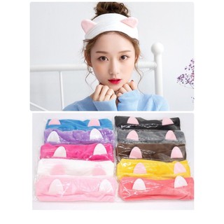 Băng đô rửa mặt tai mèo turban - Giao màu ngẫu nhiên
