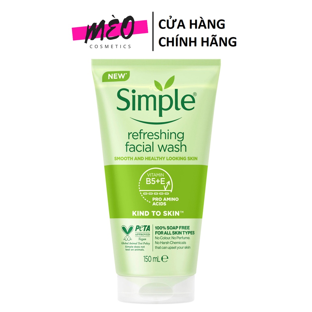 Sữa rửa mặt Simple 150ml Refreshing Facial Wash