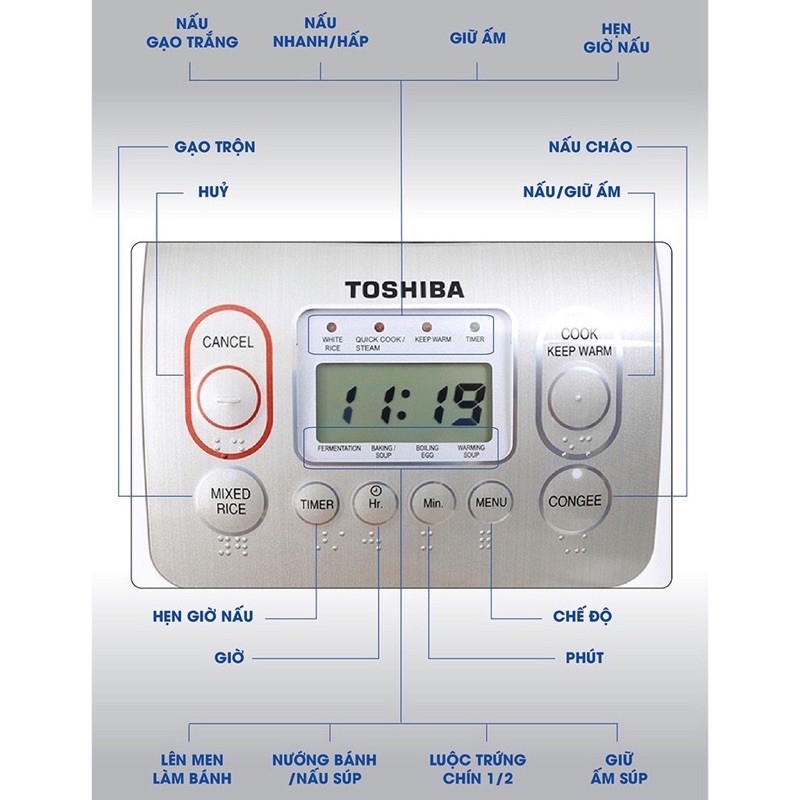 🌬Nồi cơm điện tử 1,8 lít Toshiba RC-18NMF, Thái Lan