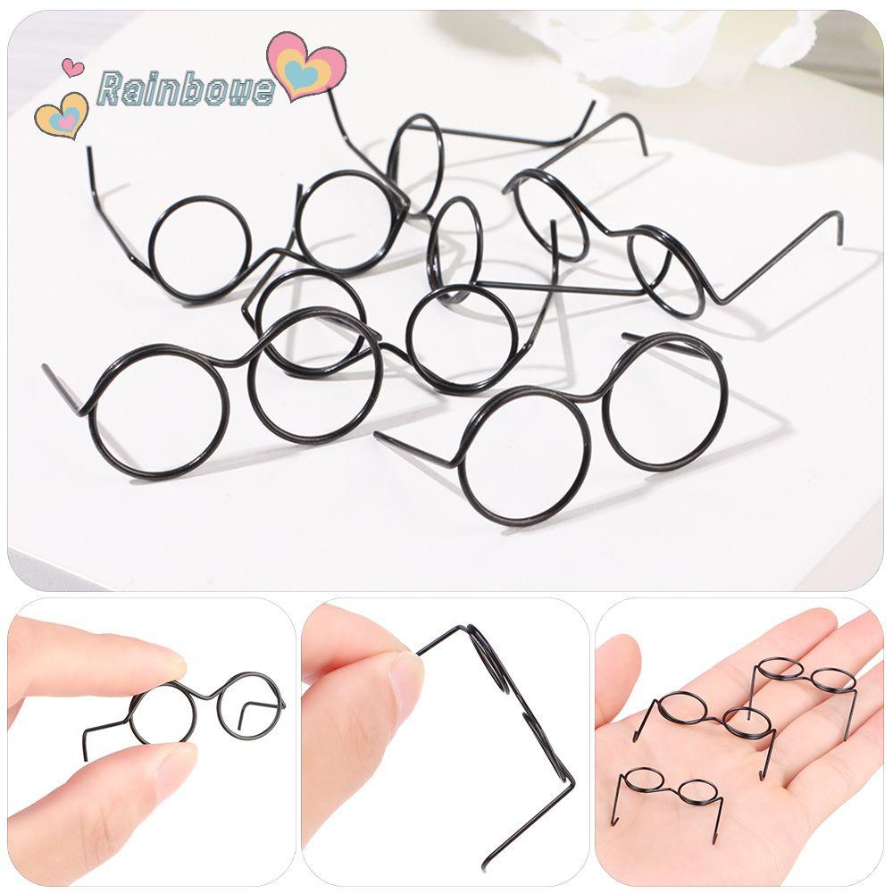Set 5 mắt kính không tròng màu đen phong cách cổ điển cho búp bê