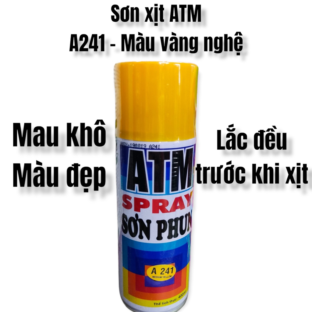 Sơn xịt ATM - A219  màu kem -A241 vàng nghệ -A240 tím -A299 hồng - 400ml