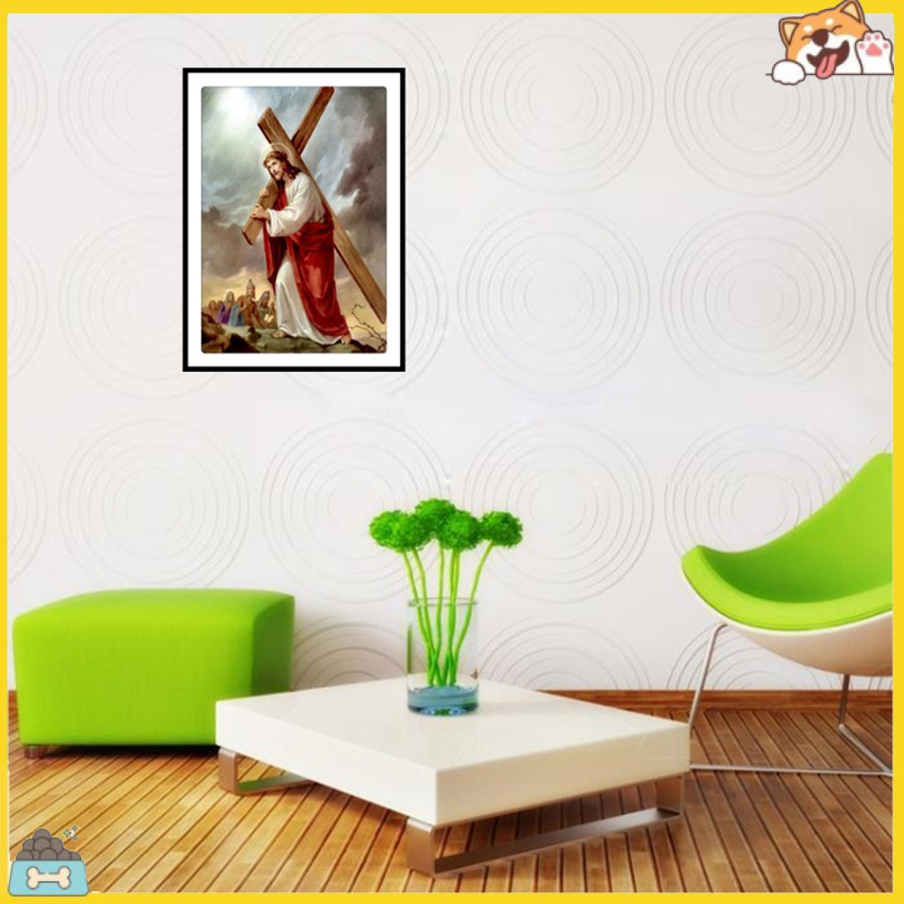 Tranh thêu trang trí thủ công 5D hình chúa Jesus ( mũi thêu hình X )