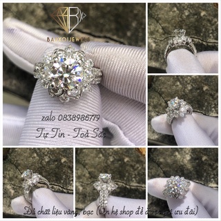 Nhẫn Moissanite: Viên chủ 6,0-6,3ly + tấm Moissanite nước D, kiểm định GRA; Bạc 925