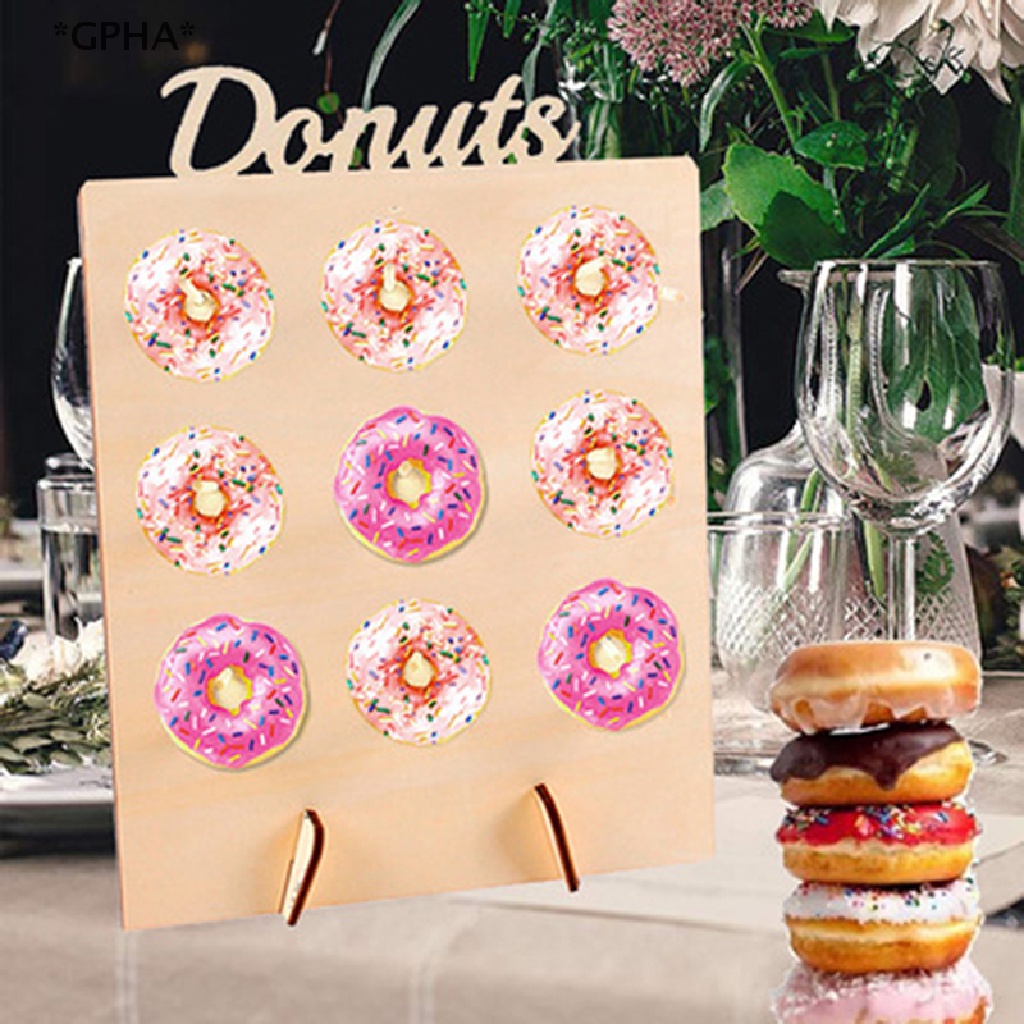 Giá Đỡ Bảng Treo Tường Bằng Gỗ Hình Bánh Donut Trang Trí Tiệc Cưới [Hot