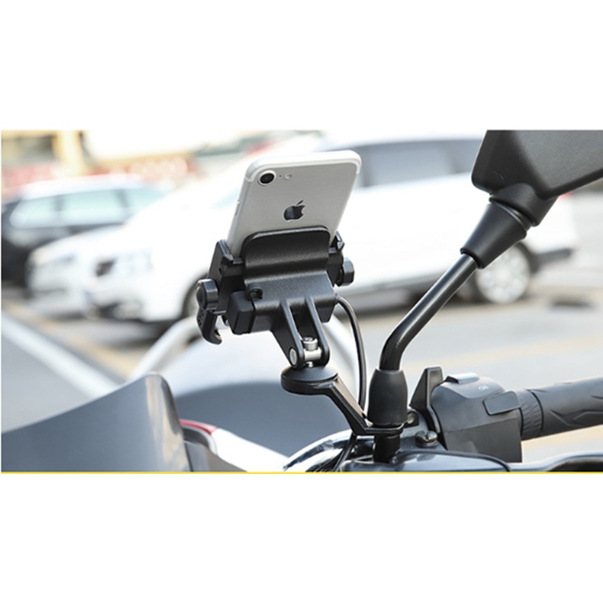 GIÁ ĐỠ ĐIỆN THOẠI CNC GẮN CHÂN GƯƠNG XE MÁY MOTOWOLF
