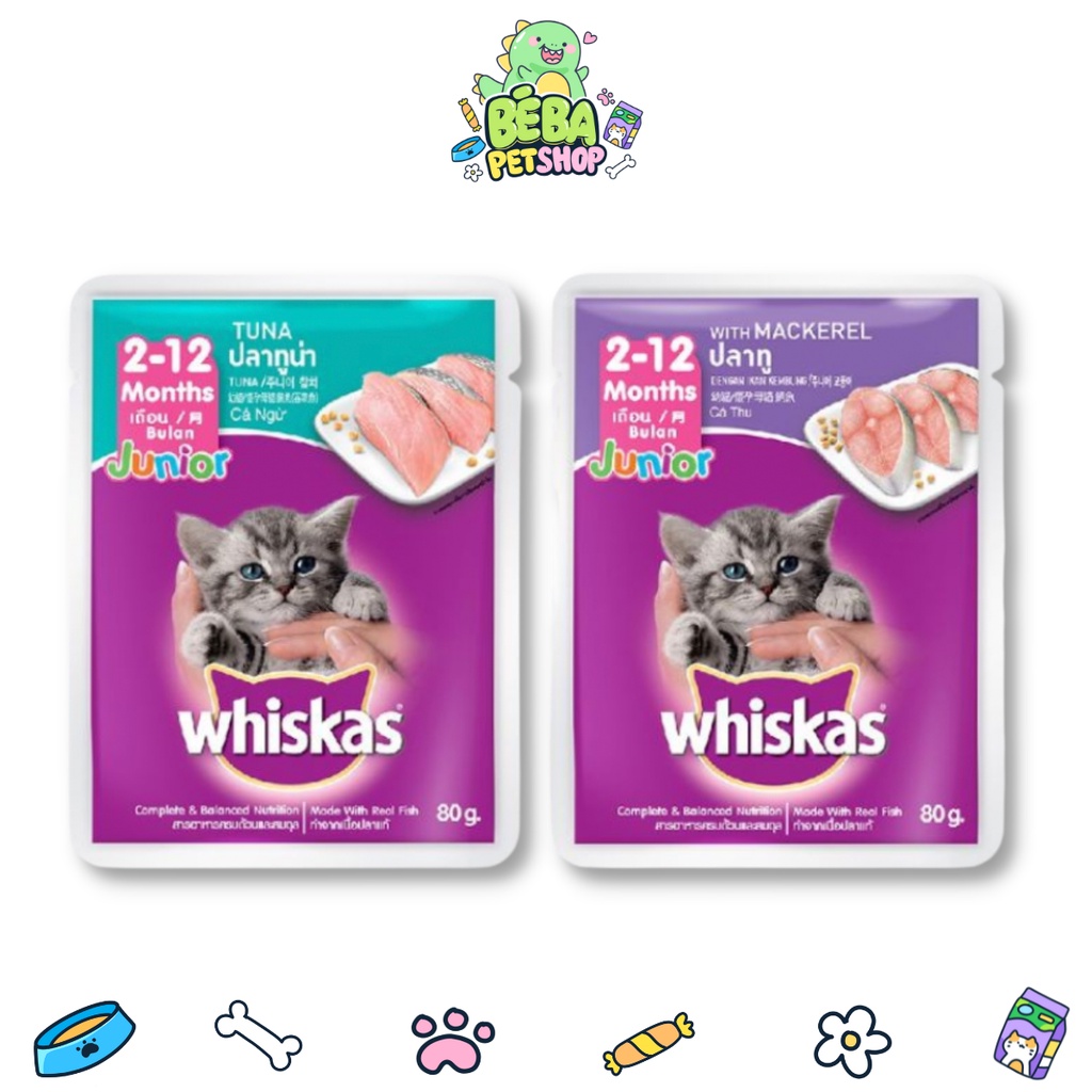 Pate cho mèo Whiskas gói 80g cho mèo lớn và mèo con với nhiều hương vị mới thơm ngon, hấp dẫn | Bé Ba Petshop