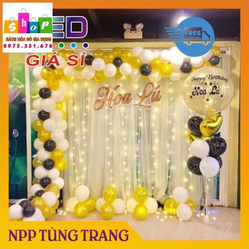 Đèn Rèm mành 3x3m 10 Dây Thả, Đèn Led Rèm Mưa Màu Vàng Ấm Trang Trí Background-Giadung24h