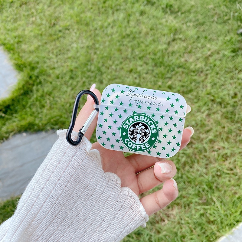 Vỏ Bảo Vệ Hộp Sạc Tai Nghe Airpods1 2 3 Pro Bluetooth Không Dây Chất Liệu Silicon TPU Nhám Hình LOGO Cà Phê Và Ngôi Sao