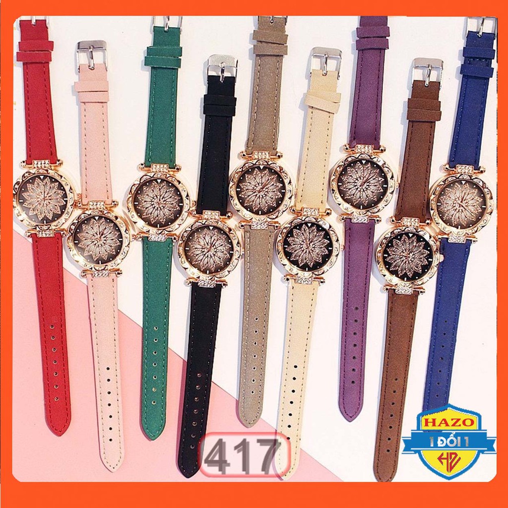 ĐỒNG HỒ NỮ DÂY DA CANDYCAT MẶT HOA 417 SANG CHẢNH CỰC HOT