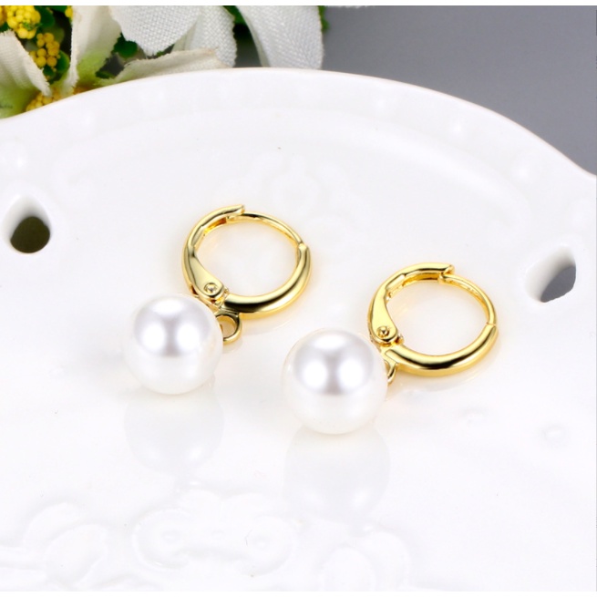 Bông Tai Ngọc Trai Bạc 925 Đính Hạt 8ly Khoen Tròn Hoa Tai Đẹp, Thời Trang Cho Nàng - Ngọc Trai Trường Thịnh