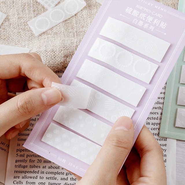 Giấy nhớ, note màu trắng trang trí sổ