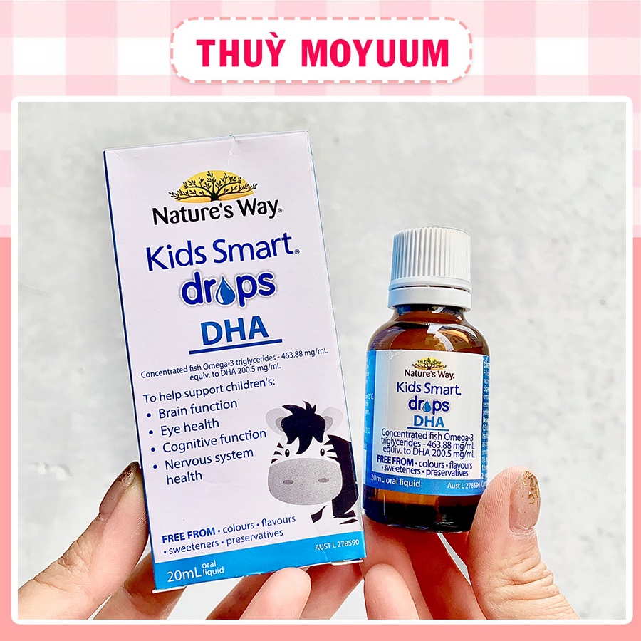 DHA dạng giọt Nature's Way Kids Smart Drops Giúp tăng IQ, phát triển não bộ cho bé 20ml- Úc