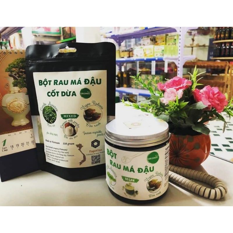 Bột rau má đậu pha uống liền ( hộp nhựa tròn) 250gr