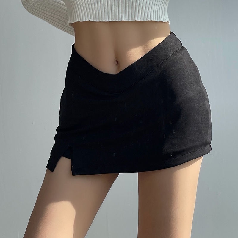 Chân Váy Da Lưng Thấp Thiết Kế Xẻ Quyến Rũ