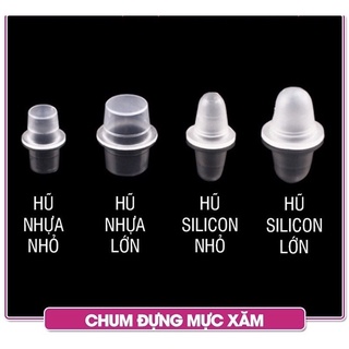[100 cái] Chum/ Hũ Nhựa -Silicon Đựng Mực Trong Phun Xăm