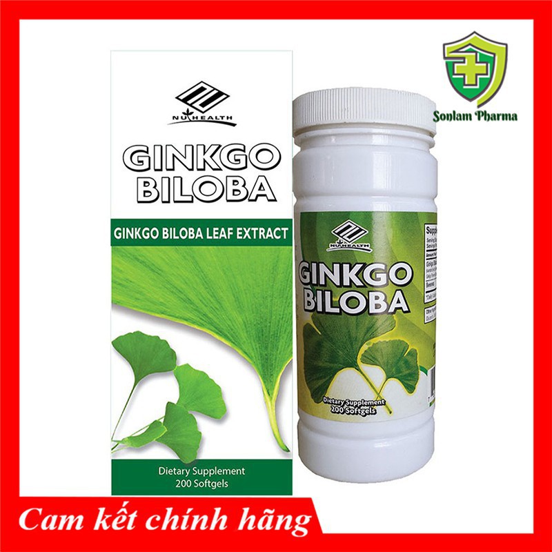 Viên Uống Tăng Cường Tuần Hoàn Máu Não, Tăng Trí Nhớ, Giảm Đau Đầu Hiệu Quả NuHealth Ginkgo Biloba (hộp 200 Viên)