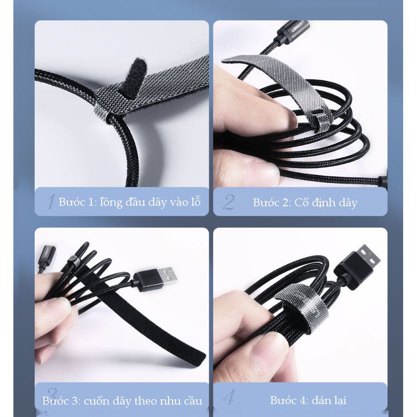 Dây dán tiện lợi Velcro làm gọn sạc, tai nghe, cáp máy tính dài 14cm và 18cm UGREEN 50370 20245