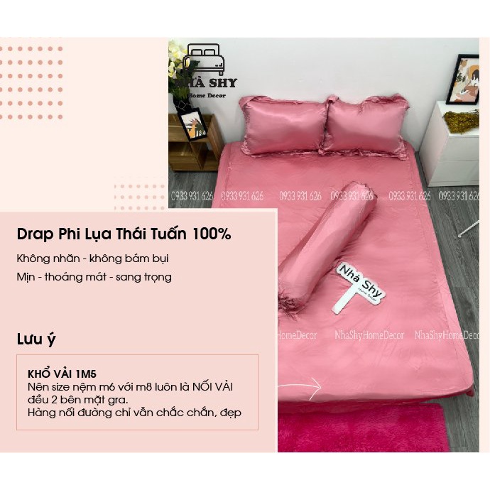 TRỌN BỘ DRAP GIƯỜNG PHI LỤA BÓNG CAO CẤP - NOTE SIZE VÀO GHI CHÚ ĐƠN HÀNG