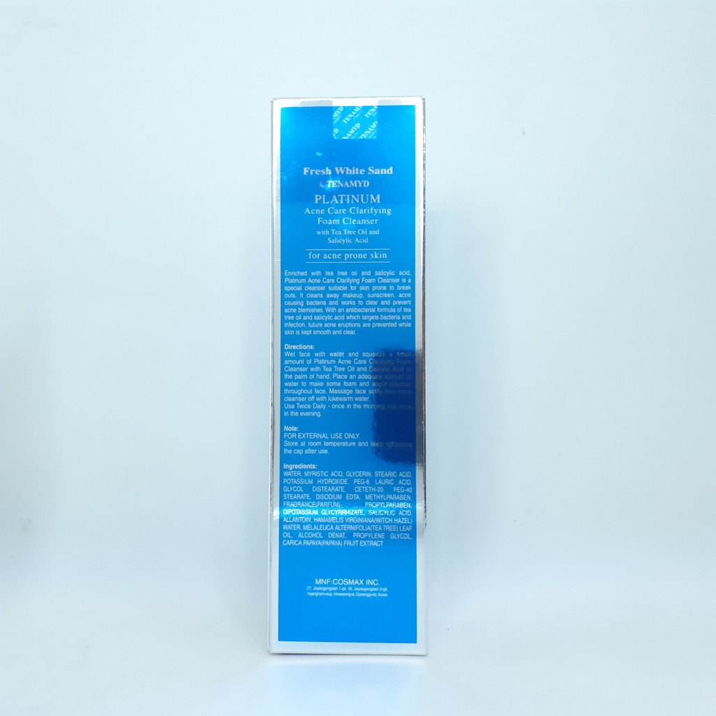Date 28/08/2027 Sữa Rửa Mặt Ngăn Ngừa Mụn Fresh White Sand Tenamyd Platinum Acne Care Clarifying Foam Cleanser