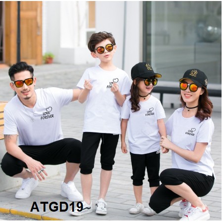 ÁO THUN GIA ĐÌNH - NHÓM - ĐI BIỂN IN CHỮ LOVE FOREVER ĐỦ MÀU ĐỦ SIZE - ATGD19