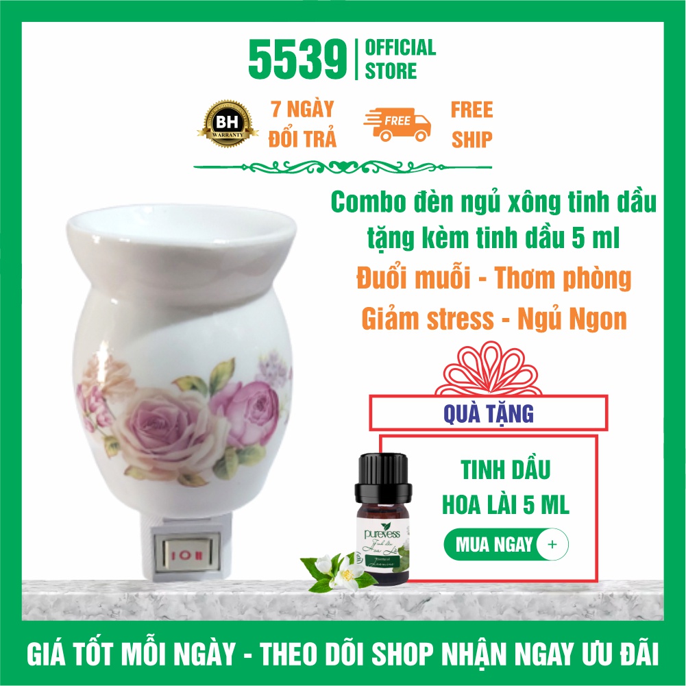 Đèn ngủ xông tinh dầu cắm tường chất liệu gốm sứ cao cấp vừa đèn ngủ vừa đèn xông tinh dầu - Shop 5539