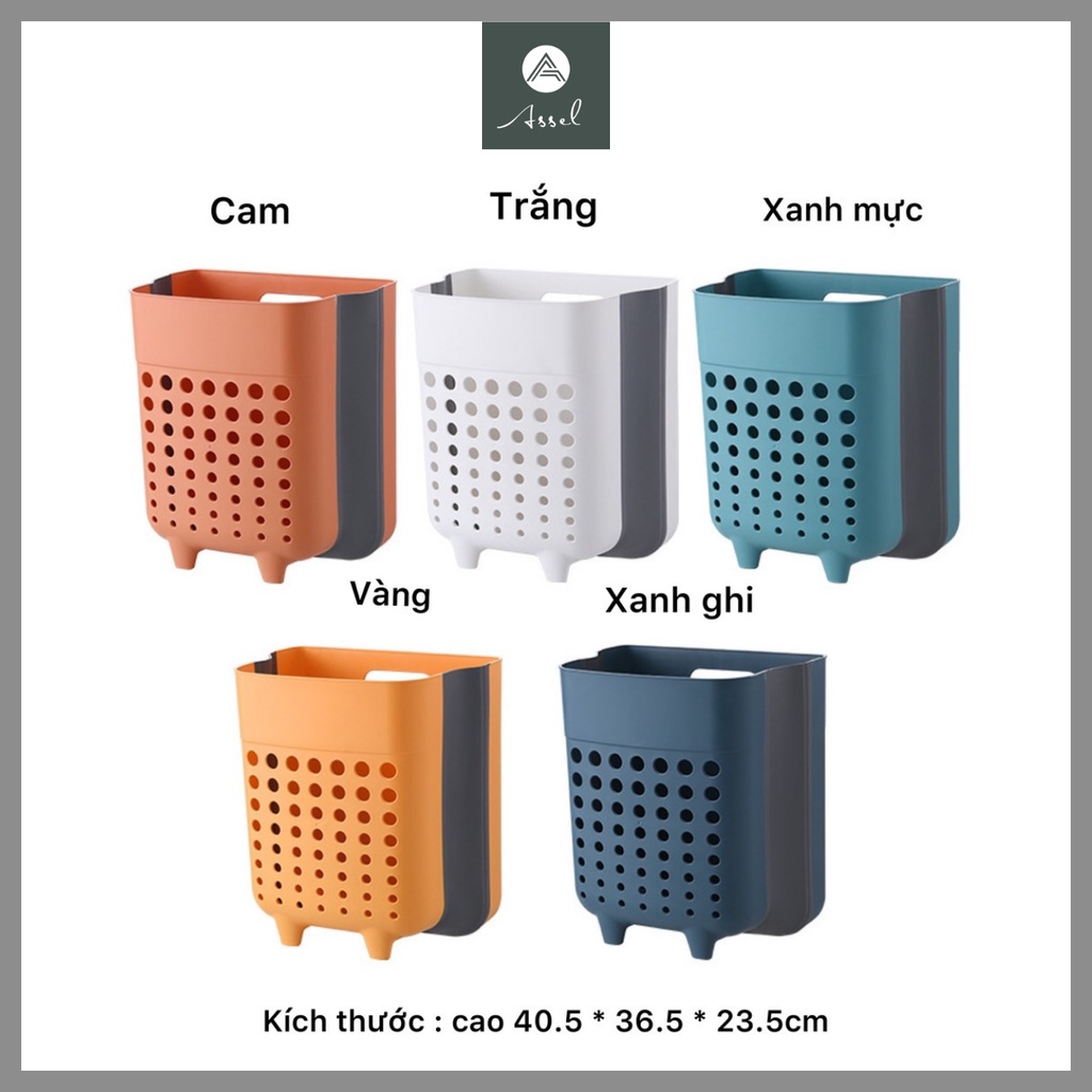 Giỏ đựng quần áo bẩn, sọt để quần áo giặt thiết kế hiện đại tiện lợi chất liệu nhựa dẻo ASSEL