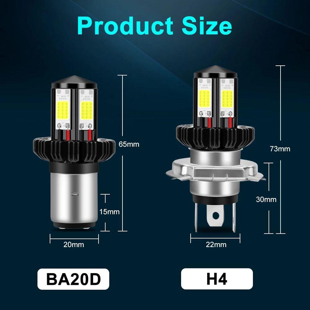 Bóng Đèn Pha Ánh Sáng Trắng 6000K 1200LM BA20D H6 H4 Chuyên Dụng Cho Xe Mô Tô