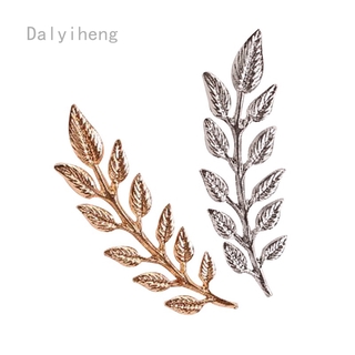 1 Cặp Ghim Cài Áo Hình Lá Màu Vàng / Bạc Sáng Tạo Cho Nữ Mujer
