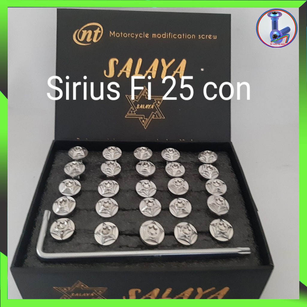 Ốc áo salaya xe Sirius Fi ,dòng ốc Salaya , full bộ 25 con ,inox 304 sáng bóng , cam kết không rỉ sét