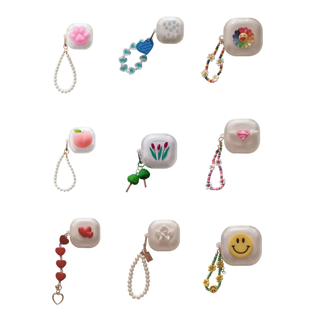 Vỏ bọc bảo vệ hộp sạc tai nghe Samsung Galaxy Buds Live/ Pro/ 2 TPU dẻo trong suốt có mặt treo