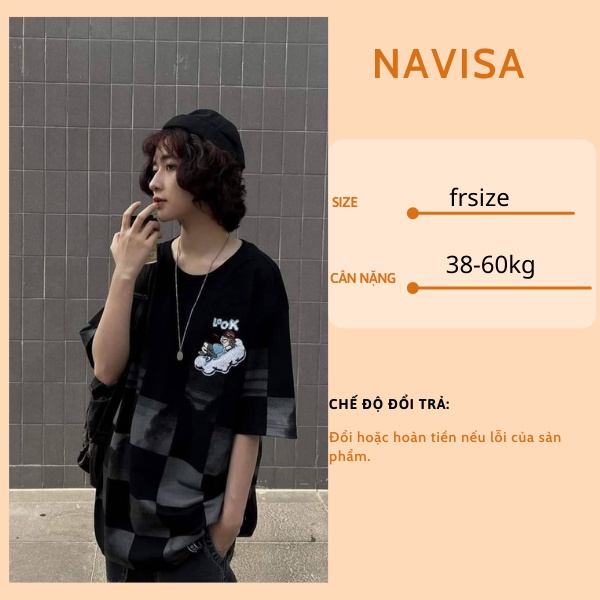 Áo thun nam nữ unisex form rộng tay lỡ in hình sọc tay cổ tròn NAVISA AT315