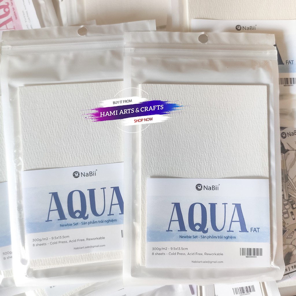 Giấy vẽ màu nước Nabii Aqua Fat A6 300gsm 8 tờ