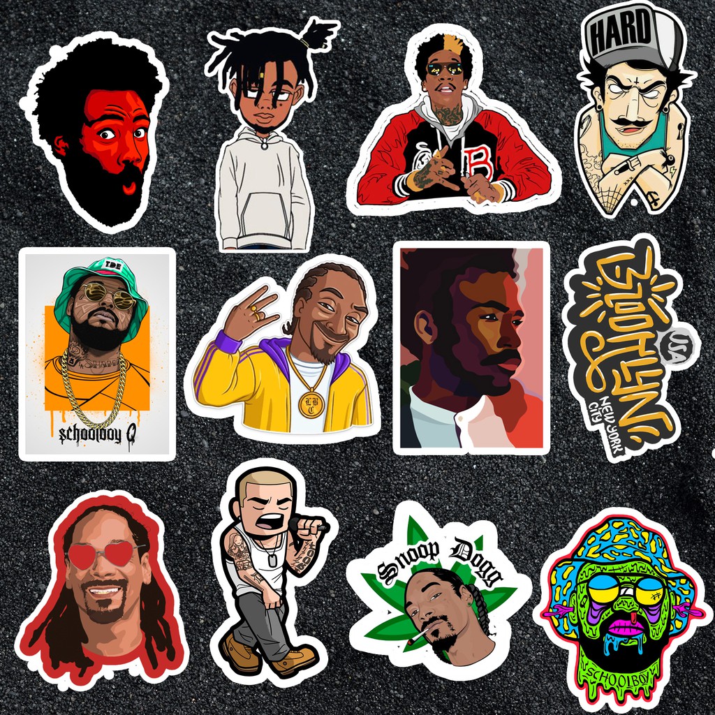 Sticker Rapper Hip Hop chống thấm nước, dán nón bảo hiểm, laptop, điện thoại, Vali, xe máy ô tô,..