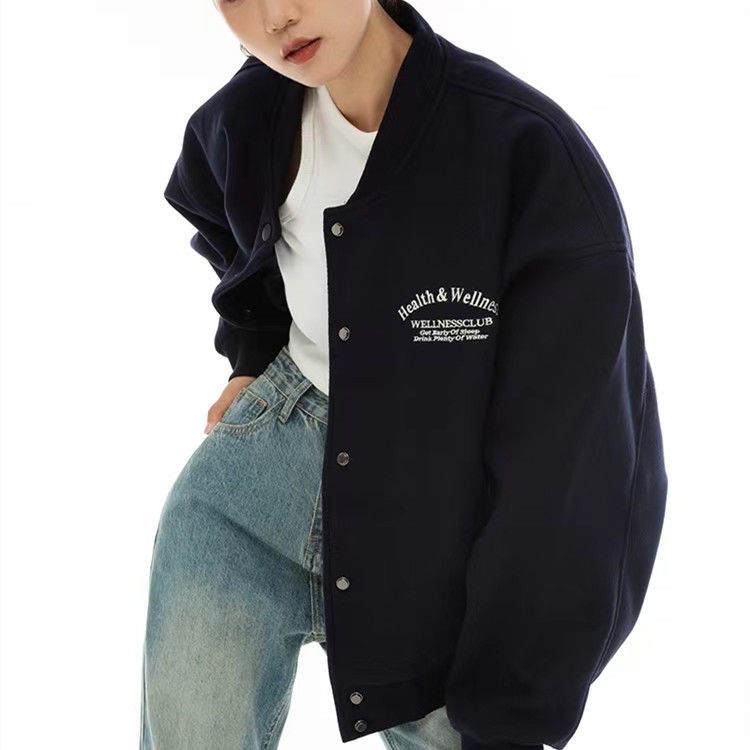 Áo Khoác Bóng Chày Ngắn Dáng Rộng Thêu Họa Tiết Kiểu Retro Mỹ Thời Trang Mùa Thu 22W Cho Các Cặp Đôi