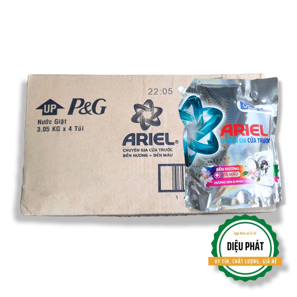 ⚡️  Nước Giặt Ariel Chuyên Gia Cửa Trước Bền Hương Bền Màu Hương Sen & Nhài Túi 3 Lít