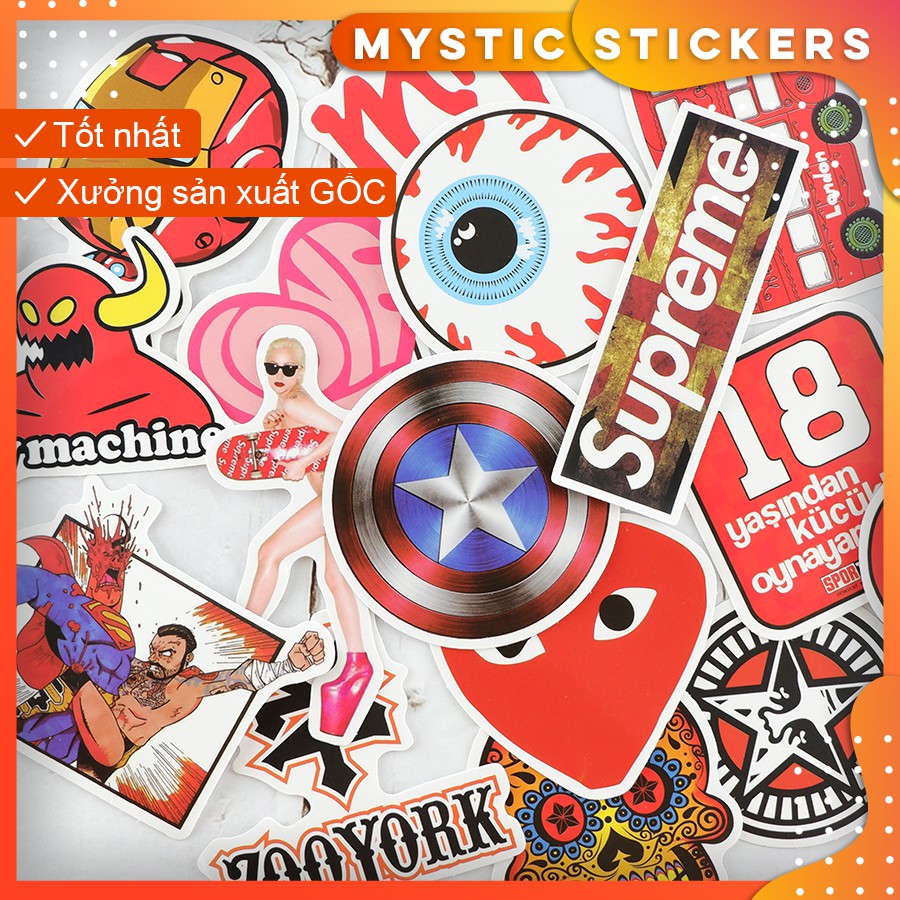 [SET TỔNG HỢP #7] 100 Sticker chống nước trang trí, set mix ,dán xe laptop mũ bảo hiểm vali...