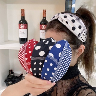 Cài tóc bản rộng họa tiết chấm bi đơn giản thời trang hàn quốc
