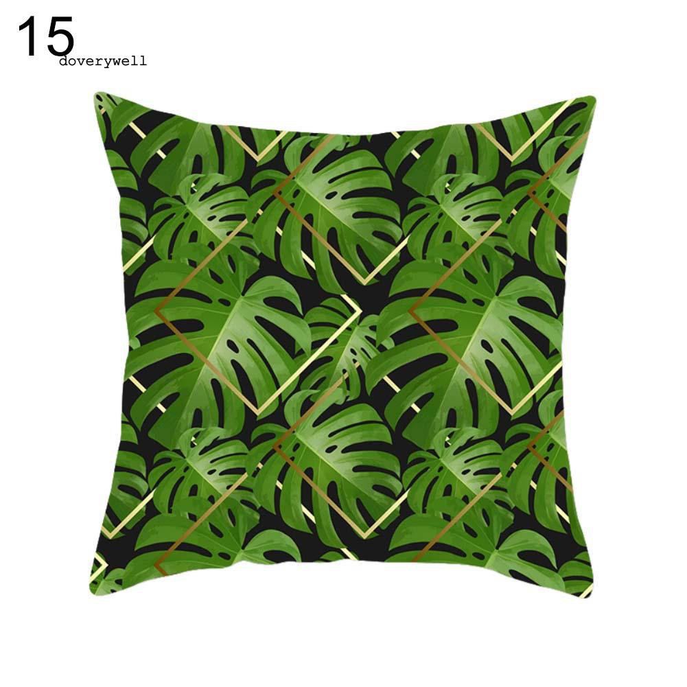 Áo gối khổ vuông 45cm X 45cm in họa tiết lá cây nhiệt đới sáng tạo