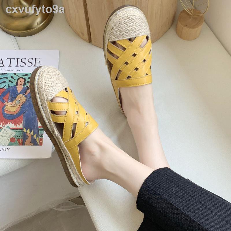 Dép câu cá rỗng, cỏ mây mới và nửa đầu Baotou, giày cá, lười đế dày một chân, nữ