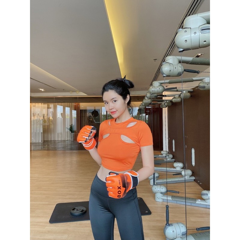 Greentea Croptop Áo Tập Gym Cut Out Siêu Xinh