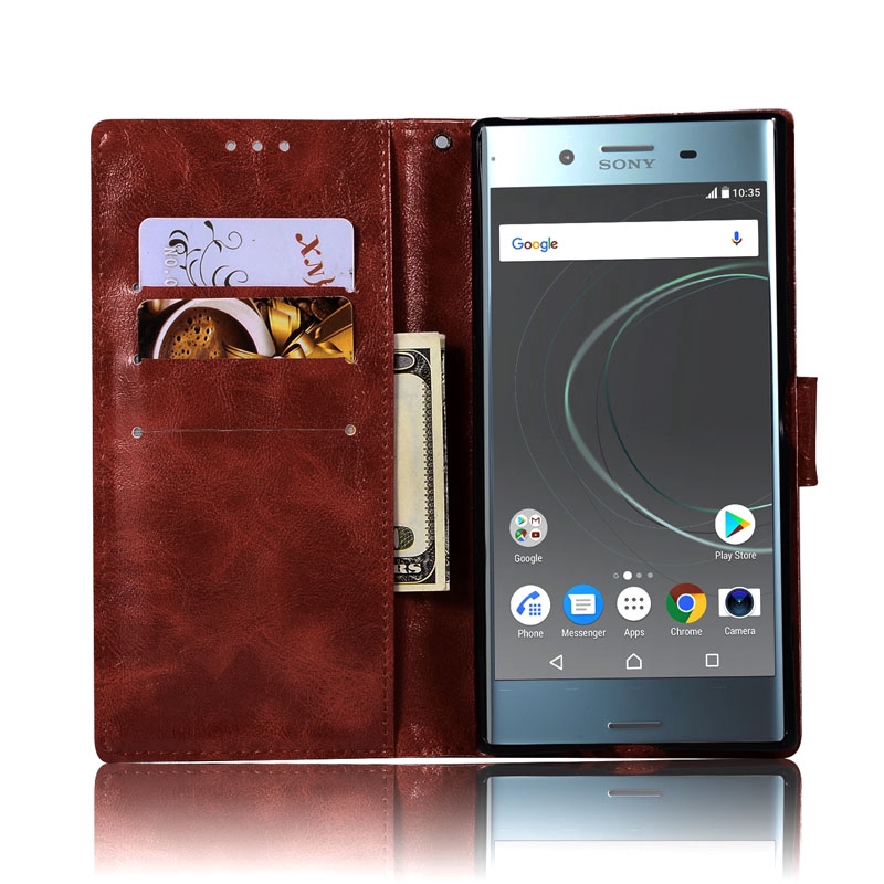Ốp điện thoại da silicon mềm có ví đứng dạng gập dành cho Sony Xperia1 10 Plus XZ XZ2 Premium Z1 Compact XZS XZ2 XZ3