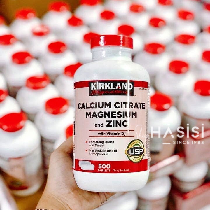Viên Uống Bổ Sung Canxi KIRKLAND - Calcium Citrate Magnesium And Zinc 500 Tablets (2 Viên/Ngày)
